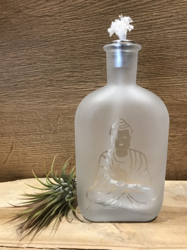Olielamp fles met Boeddha