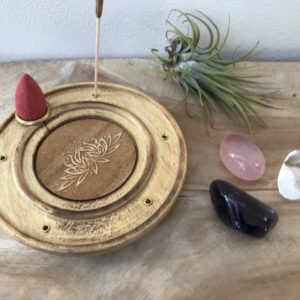 Wierookhouder hout rond Lotus