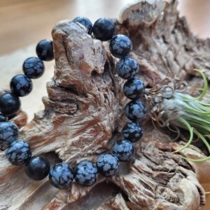 Armband Sneeuwvlok Obsidiaan 10 mm