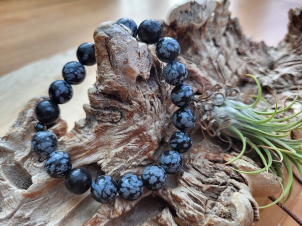 Armband Sneeuwvlok Obsidiaan 10 mm