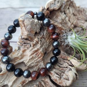 Armband Rode Tijgeroog met Hematiet en Toermalijn 10 mm