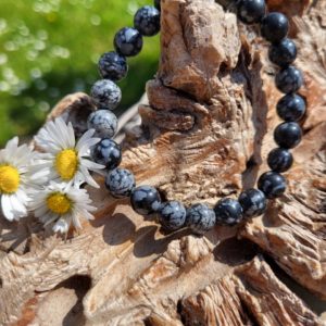 Armband Sneeuwvlok Obsidiaan 8 mm