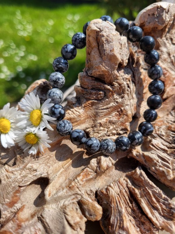 Armband Sneeuwvlok Obsidiaan 8 mm
