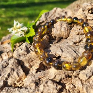 Barnsteen Armband (Donker) 8 mm