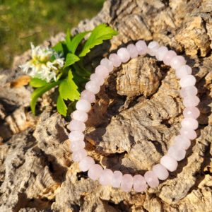 Armband Rozenkwarts 8 mm Facet AA Kwaliteit